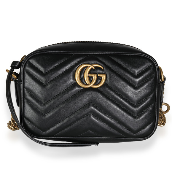 Gucci Handbags - Gucci Black Matelasse Mini GG Marmont Camera Bag